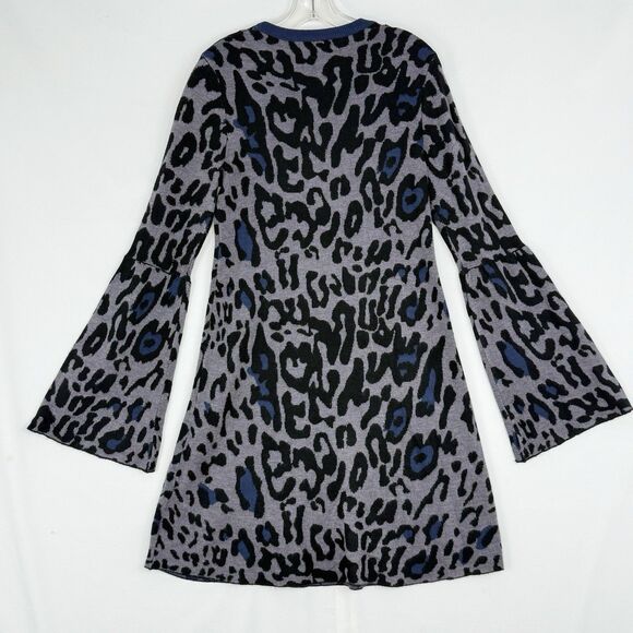 JOHN + JENN Small Leopard print Knit sweater dress Flare Sleeves - Picture 2 of 16